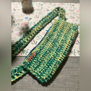 Handmade Green/Blue and Yellow Crochet Bag